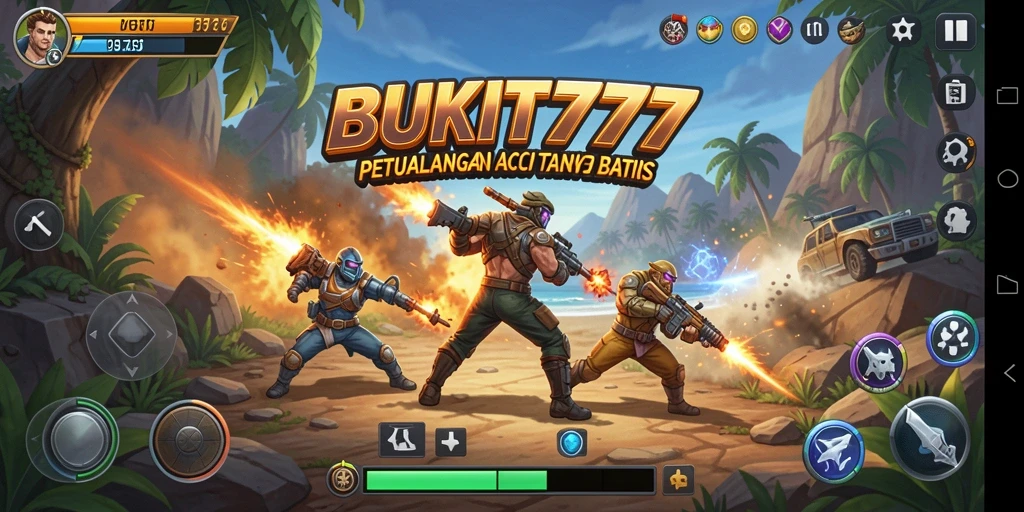 Screenshot gameplay <strong>BUKIT777</strong> menampilkan aksi seru di medan pertempuran.