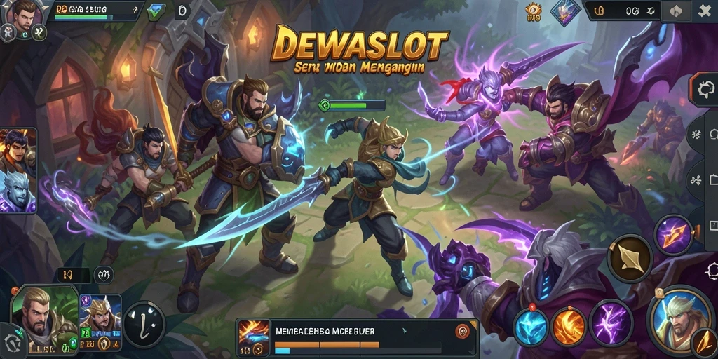 Screenshot gameplay DEWASLOT menampilkan aksi pertarungan MOBA yang seru.