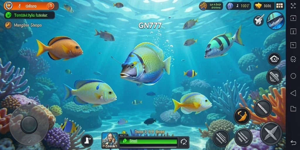 Tampilan gameplay seru GN777 saat menembak ikan.