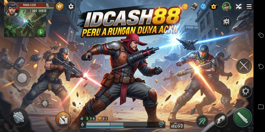 Screenshot gameplay IDCASH88 menampilkan aksi pertarungan seru yang intens.