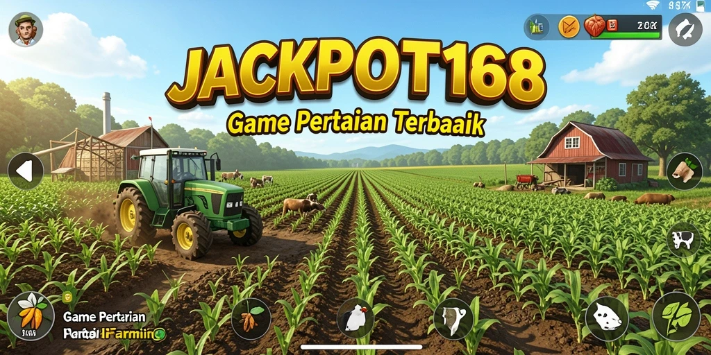 Tampilan menarik dari gameplay JACKPOT168 yang menggambarkan aktivitas pertanian.