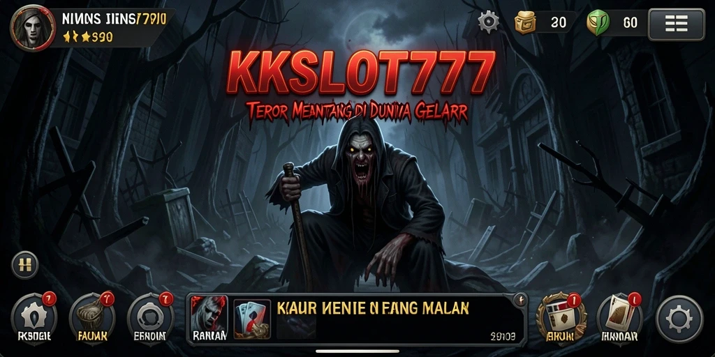Screenshot gameplay KKSLOT777 menampilkan suasana mencekam dan karakter yang terjebak dalam kegelapan.