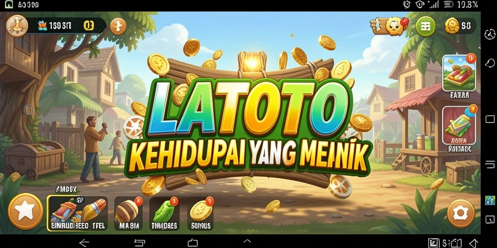 Screenshot gameplay LATOTO dengan karakter yang sedang berinteraksi.