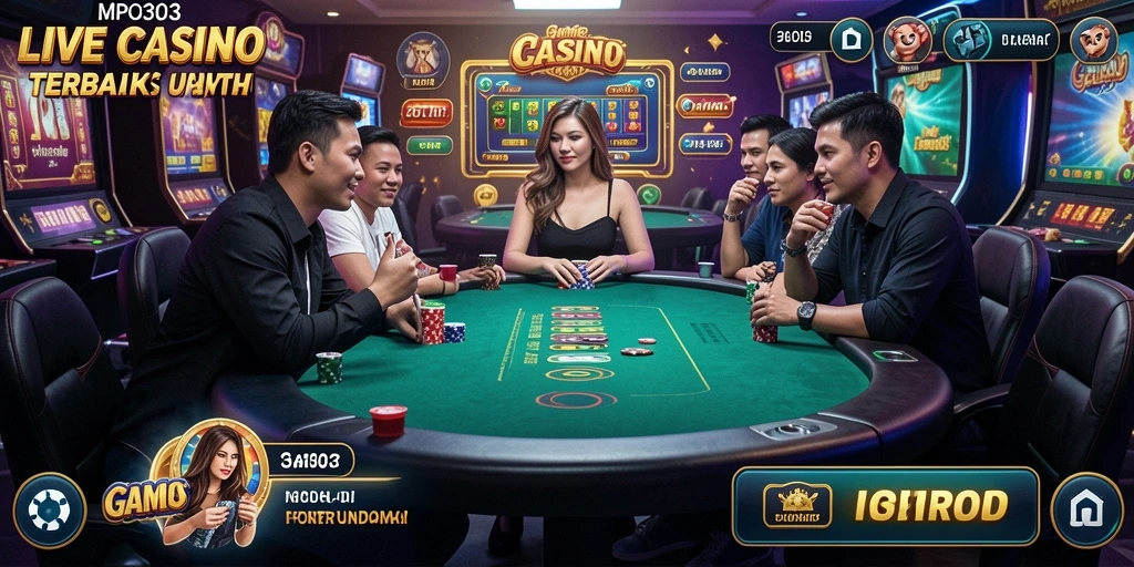 Screenshot MPO303 menampilkan dealer langsung dan gameplay yang memukau.