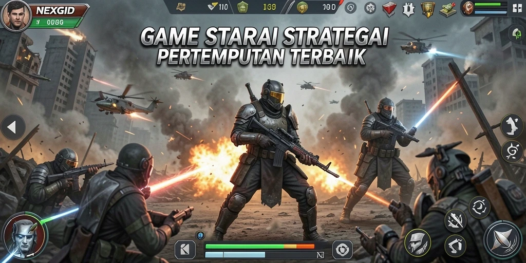 Screenshot gameplay NEXGID menampilkan pertempuran yang epik dan strategi cerdas.