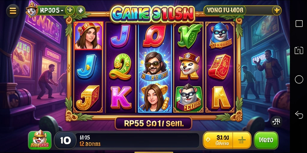 Screenshot menampilkan gameplay Slot RP55 dengan grafis yang memukau.