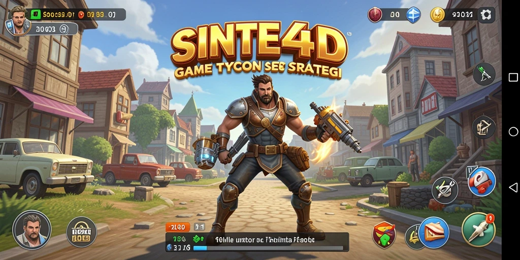 Screenshot gameplay SINTE4D yang menampilkan interaksi dan manajemen bisnis.