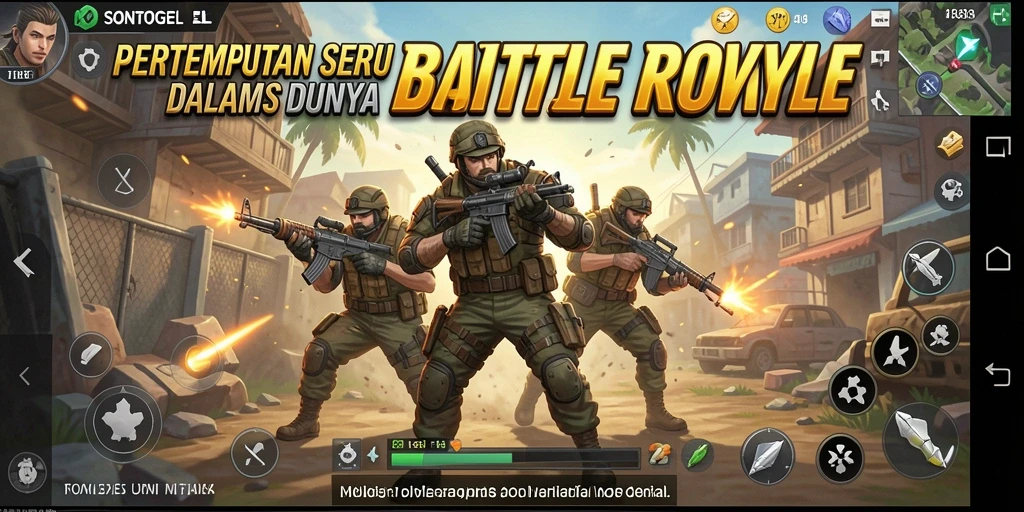 Tangkapan layar gameplay SONTOGEL menampilkan pertempuran intens Battle Royale.