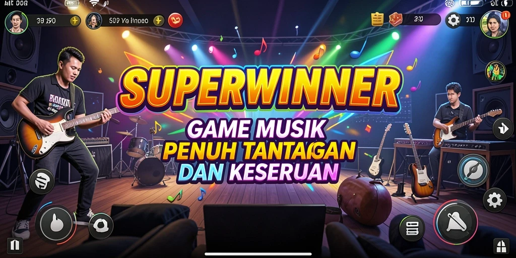 Screenshot gameplay SUPERWINNER menampilkan pemain menikmati tantangan musik.