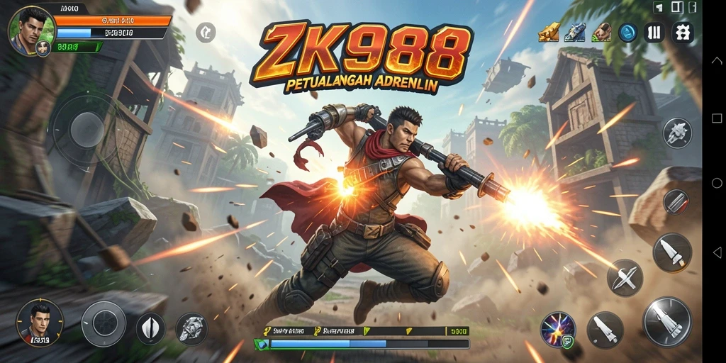Screenshot ZK988 menampilkan aksi seru dalam pertarungan epik.